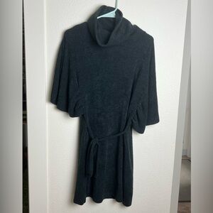 Black Cowl Neck Sweater Dress with Belt